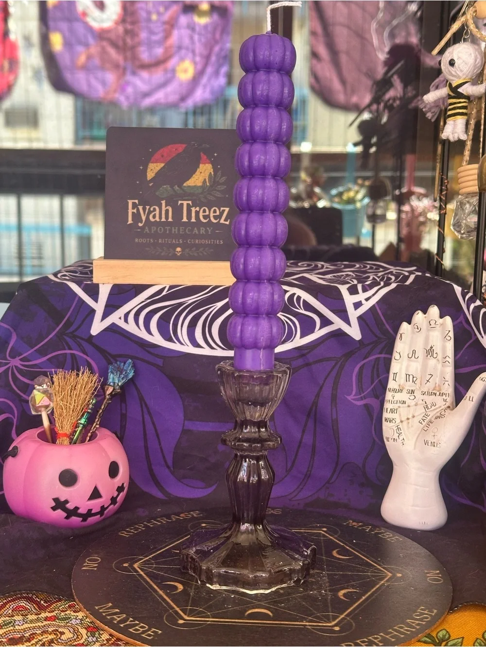 Purple Pumpkin Stack Taper Candle